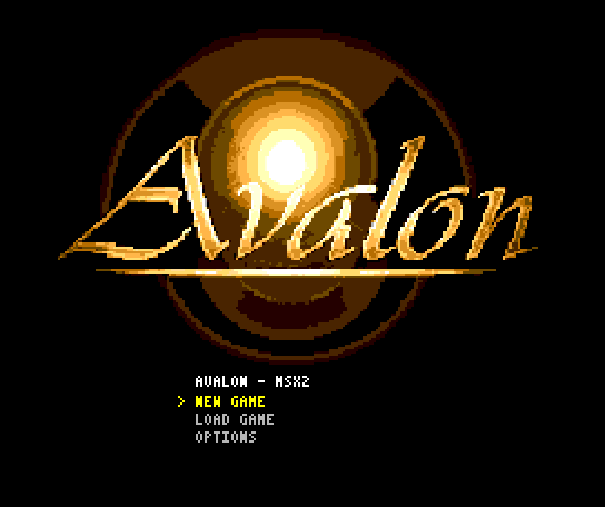 Het titelscherm van Avalon op de MSX2